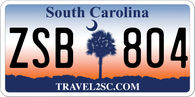 SC license plate ZSB804