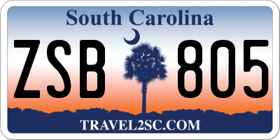SC license plate ZSB805