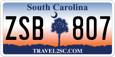 SC license plate ZSB807