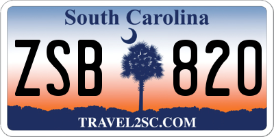 SC license plate ZSB820