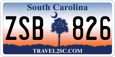 SC license plate ZSB826