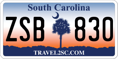 SC license plate ZSB830