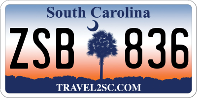 SC license plate ZSB836