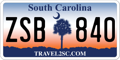 SC license plate ZSB840