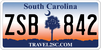 SC license plate ZSB842