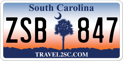 SC license plate ZSB847