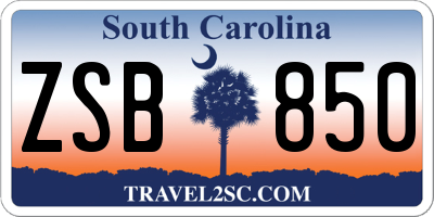 SC license plate ZSB850