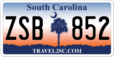 SC license plate ZSB852