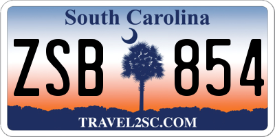 SC license plate ZSB854