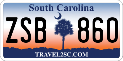 SC license plate ZSB860