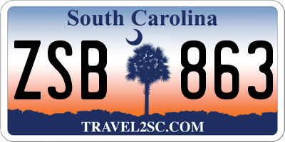 SC license plate ZSB863