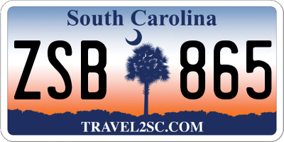 SC license plate ZSB865