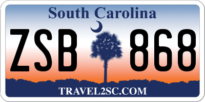 SC license plate ZSB868