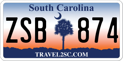 SC license plate ZSB874