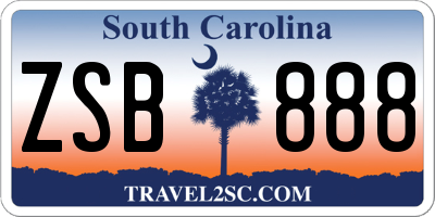 SC license plate ZSB888