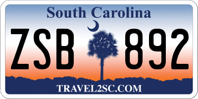 SC license plate ZSB892