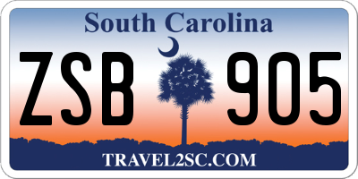 SC license plate ZSB905