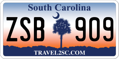 SC license plate ZSB909