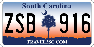 SC license plate ZSB916