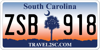 SC license plate ZSB918