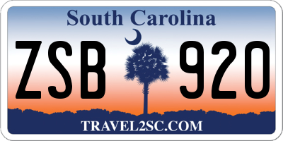 SC license plate ZSB920