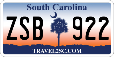 SC license plate ZSB922