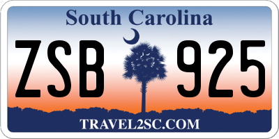 SC license plate ZSB925