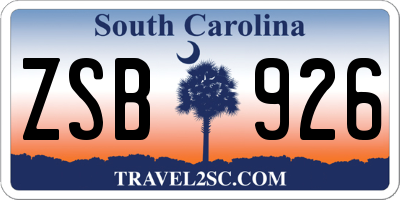 SC license plate ZSB926