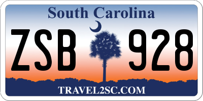 SC license plate ZSB928