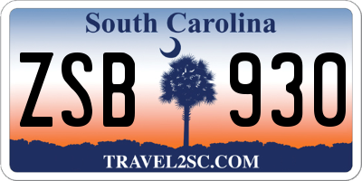 SC license plate ZSB930