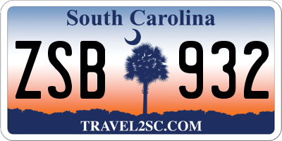 SC license plate ZSB932