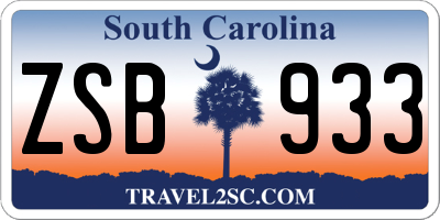 SC license plate ZSB933