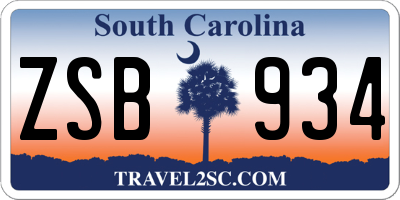 SC license plate ZSB934