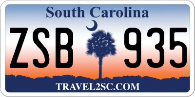 SC license plate ZSB935