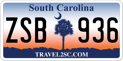 SC license plate ZSB936