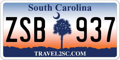 SC license plate ZSB937