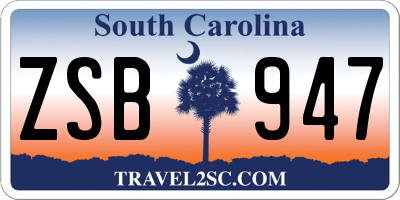SC license plate ZSB947