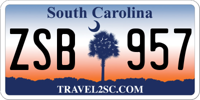 SC license plate ZSB957