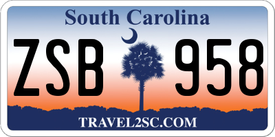 SC license plate ZSB958