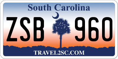 SC license plate ZSB960