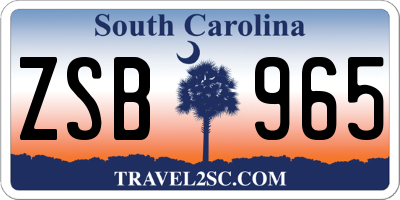 SC license plate ZSB965