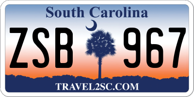 SC license plate ZSB967
