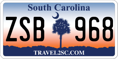 SC license plate ZSB968
