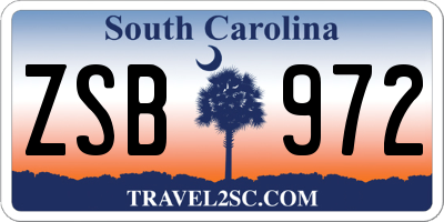 SC license plate ZSB972