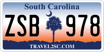SC license plate ZSB978
