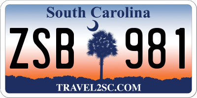 SC license plate ZSB981