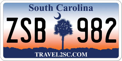 SC license plate ZSB982