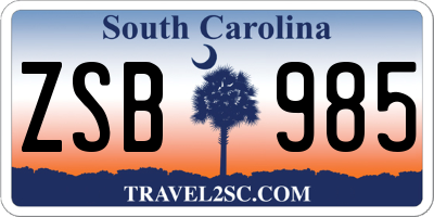 SC license plate ZSB985