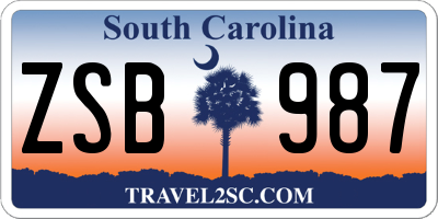 SC license plate ZSB987