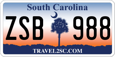 SC license plate ZSB988